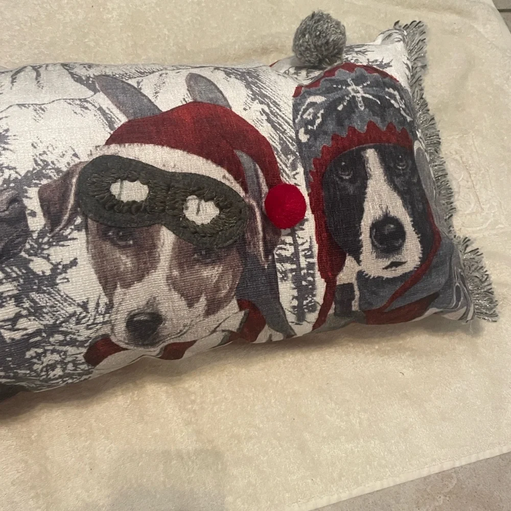 Holiday Dog Lumbar Decorative Pillow